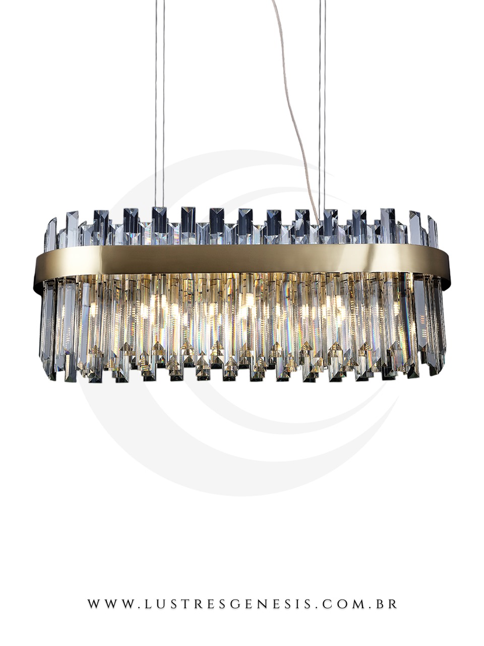 Lustre de Cristal Pendente Glow com Detalhes em Bronze
